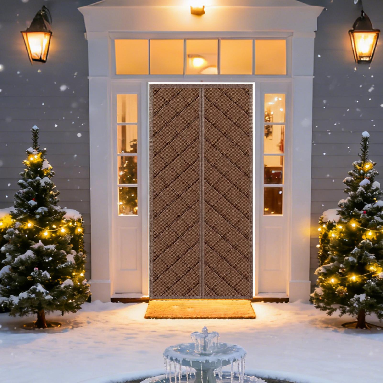 Blackout Curtain Nursery - Thermal Door Curtains Windproof Magnetic Installation