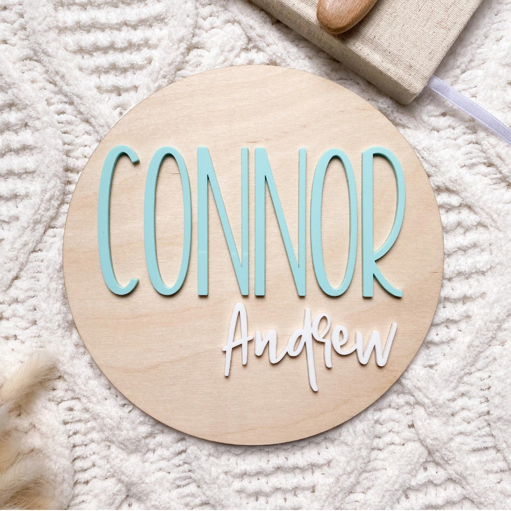 Baby Nursery In - Personalised Birth Announcement Plaque - Wood