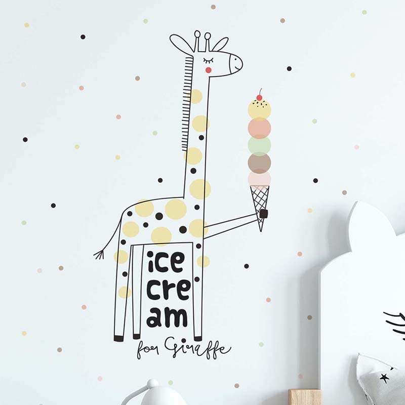 Baby Nursery Mural Wallpaper - Cartoon Ice Cream Giraffe Wall Sticker