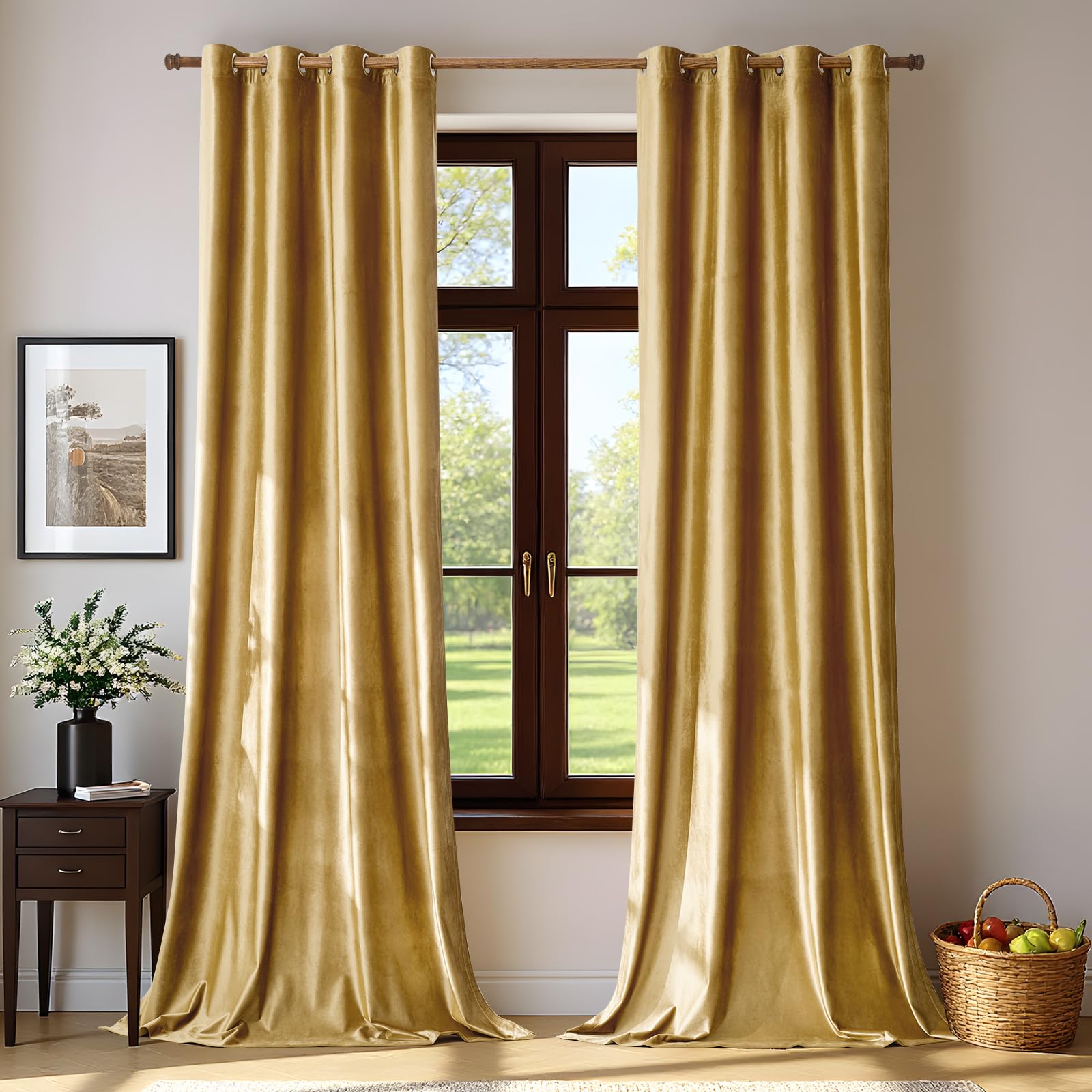 Blackout Curtain Nursery - Gold Velvet Curtains for Living Room