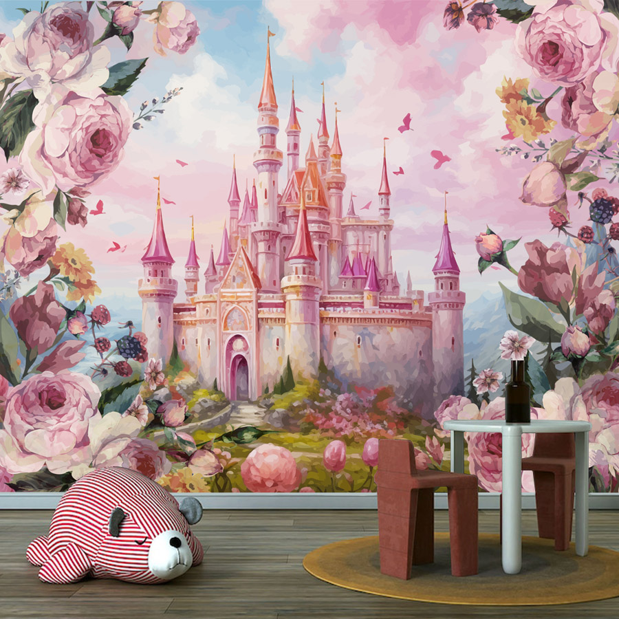 Baby Nursery Mural Wallpaper - 8+ Cartoon Nursery Flower Castle Walls
