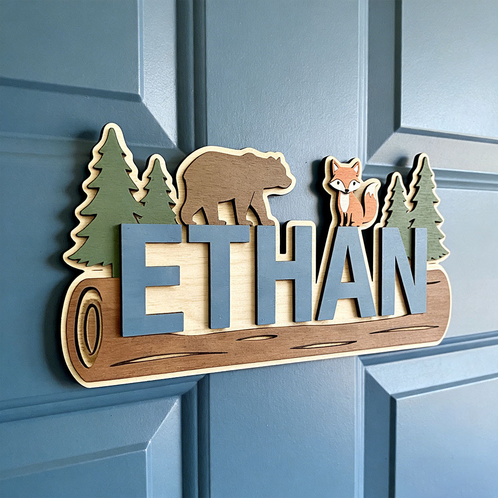 Baby Nursery In - Woodland Forest Animal Personalized Name Wooden