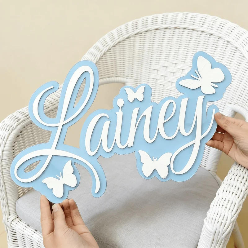 Baby Nursery In - Personalized Baby Name Plaque, Blue Design