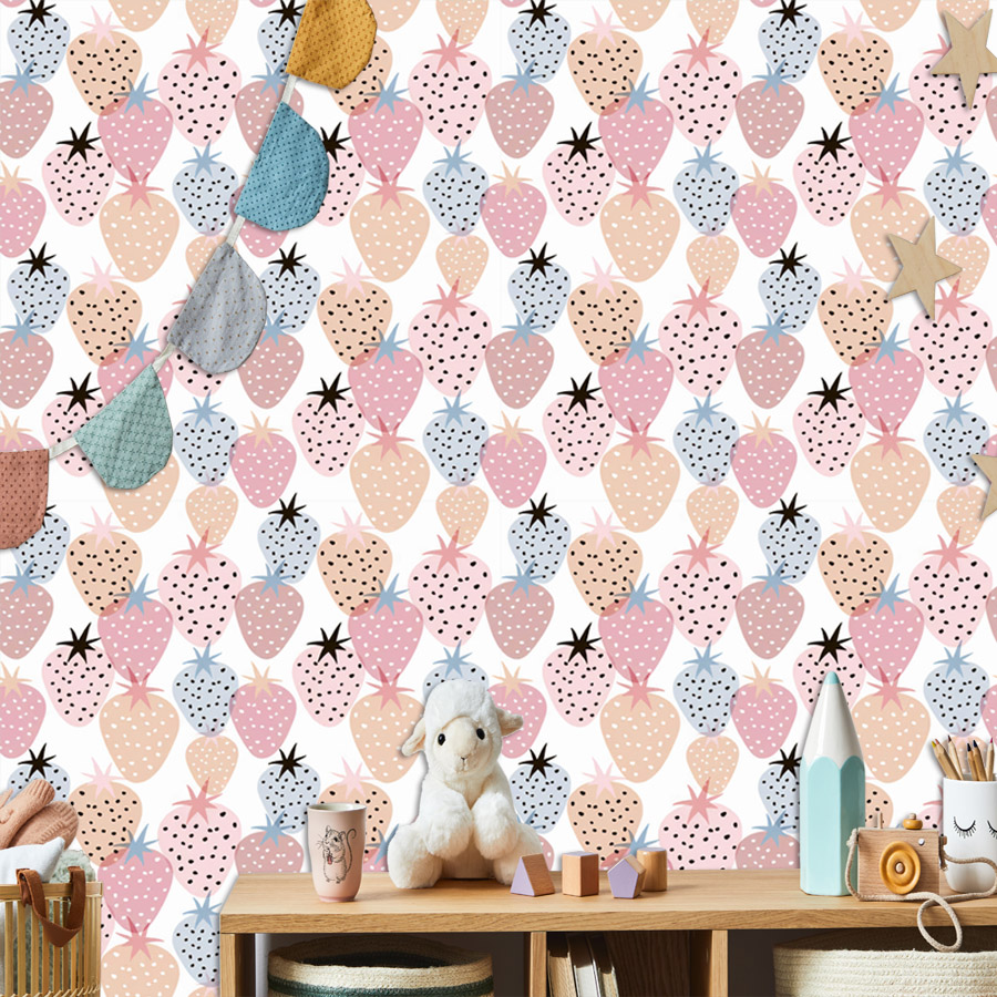 Baby Nursery Mural Wallpaper - 12+ Cute Nursery Strawberry Pattern Wallpaper