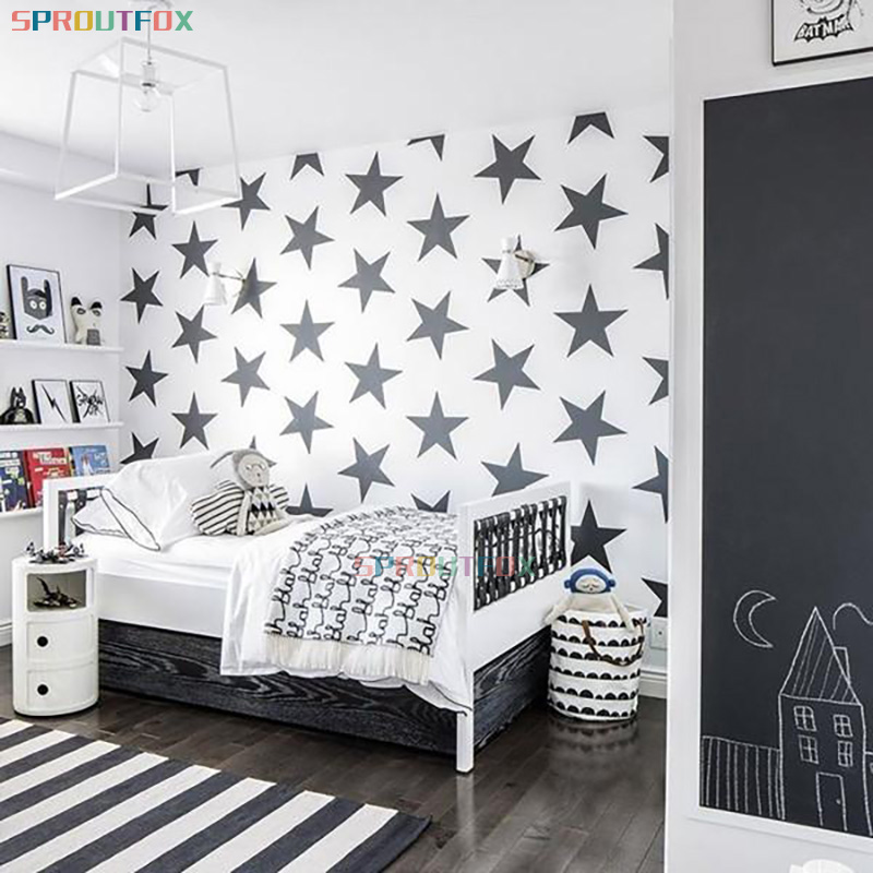 Baby Nursery Mural Wallpaper - DIY Big Stars Vinyl Sticker Bedroom