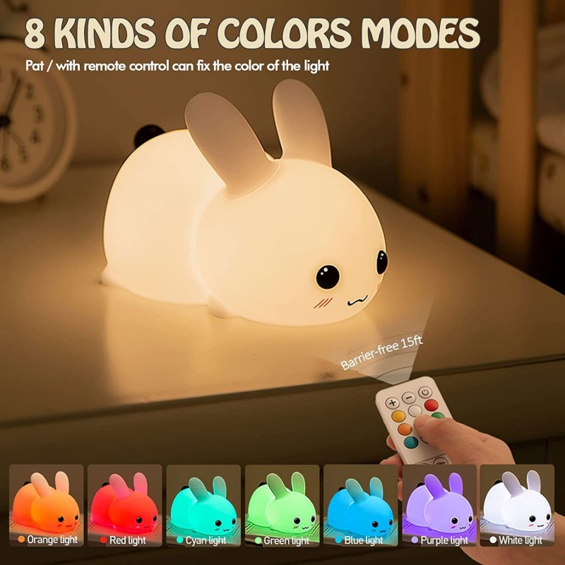 Baby Nursery Night Light - LED Rabbit Night Light Remote Control