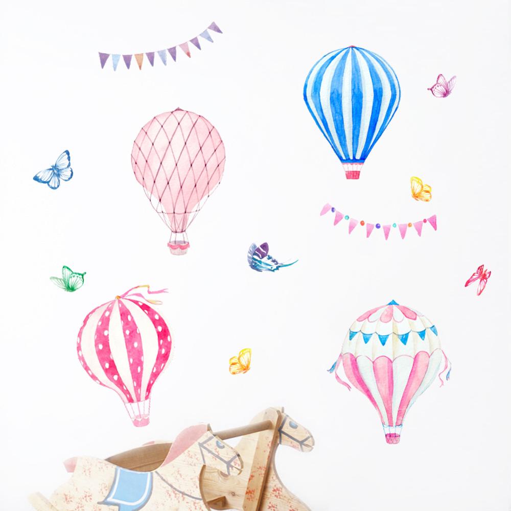 Baby Nursery Mural Wallpaper - Cartoon Hot Air Balloon Wall Sticker