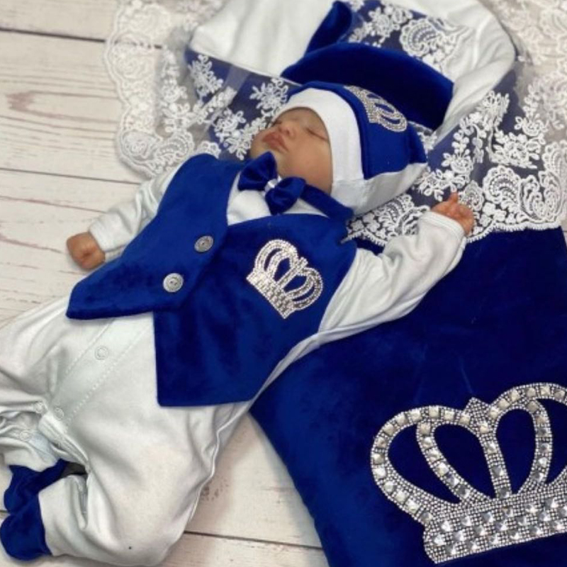 Baby Nursery Outfits - Royal Blue Velvet Baby Romper Outfits