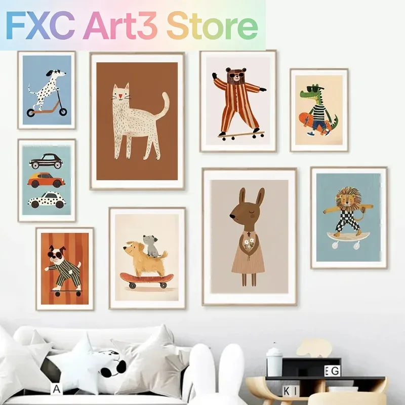 Baby Nursery Art - 1pc frameless Funny Animals Rabbit Dog