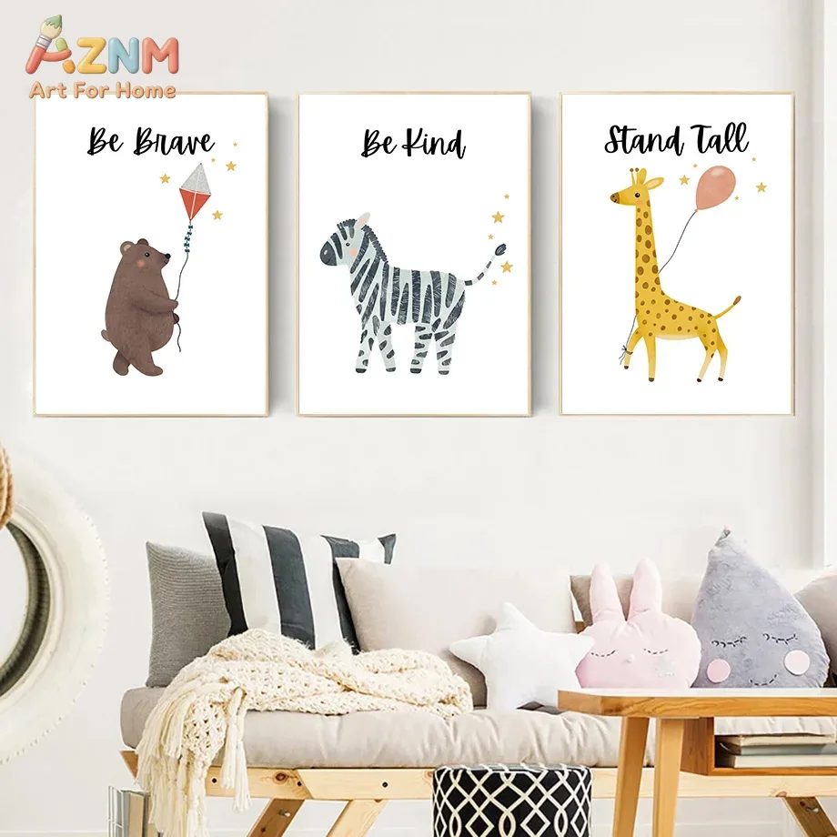 Baby Nursery Art - AZNM Be Brave Kind Stand Tall