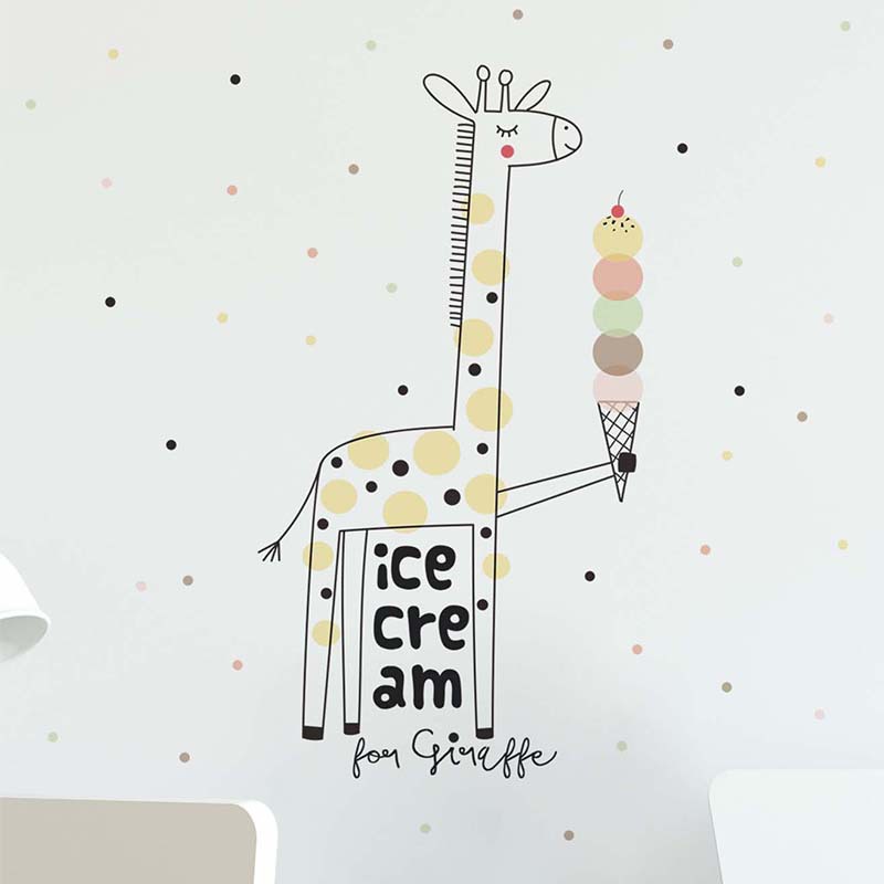 Cartoon Ice Cream Giraffe Wall - Baby Nursery Mural Wallpaper recension och pris