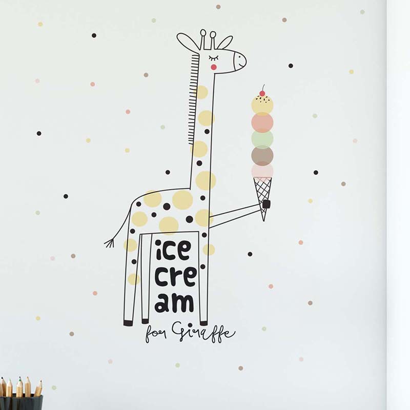 Cartoon Ice Cream Giraffe Wall - Baby Nursery Mural Wallpaper recension och pris