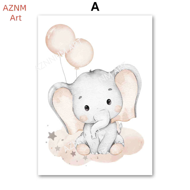 Elephant Balloon Rainbow Moon  - Baby Nursery Art recension och pris