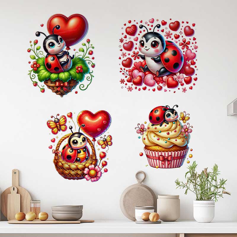Cute Ladybug Wall Sticker Baby - Baby Nursery Mural Wallpaper recension och pris
