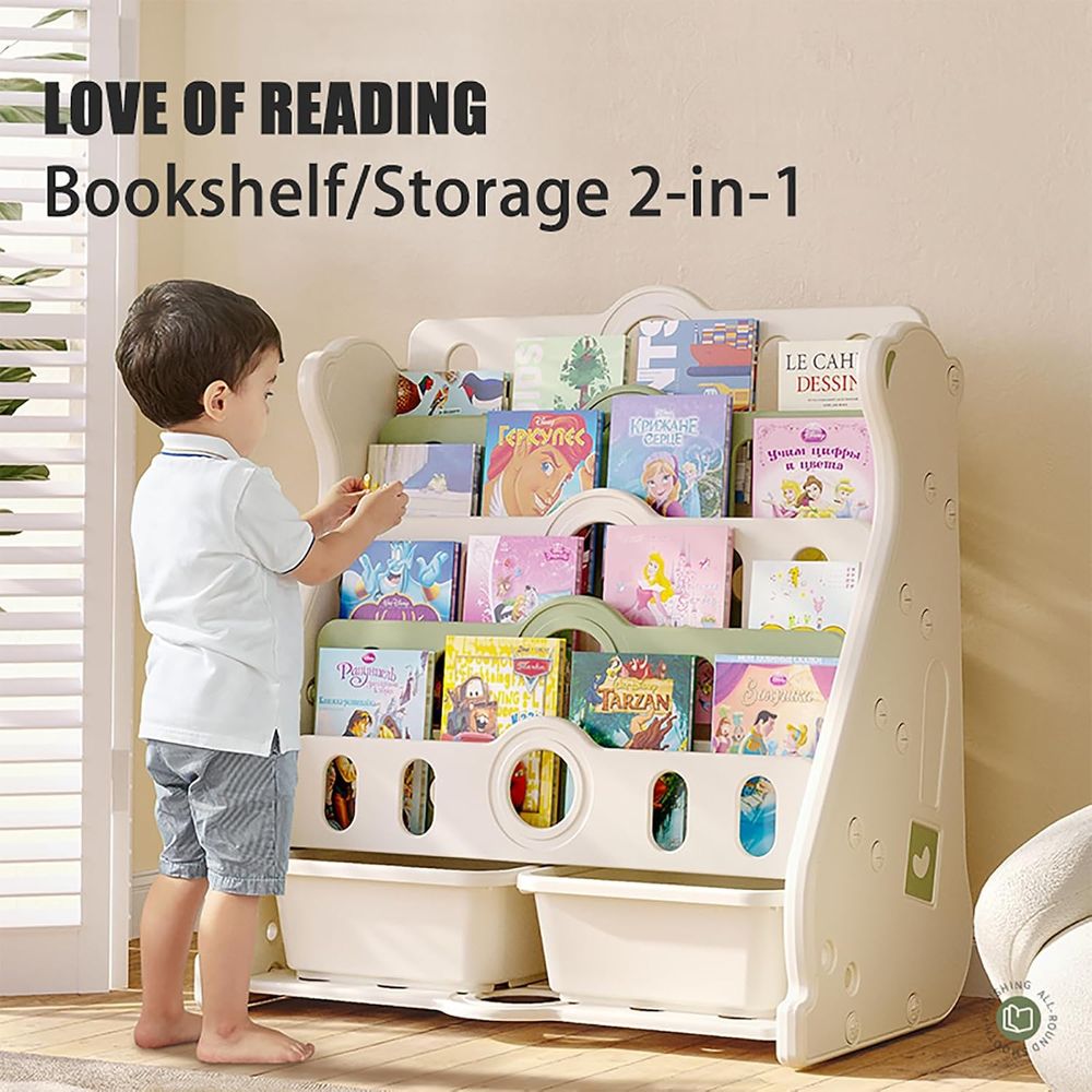 Kids Bookshel and Toy Storage  - Baby Nursery Green recension och pris