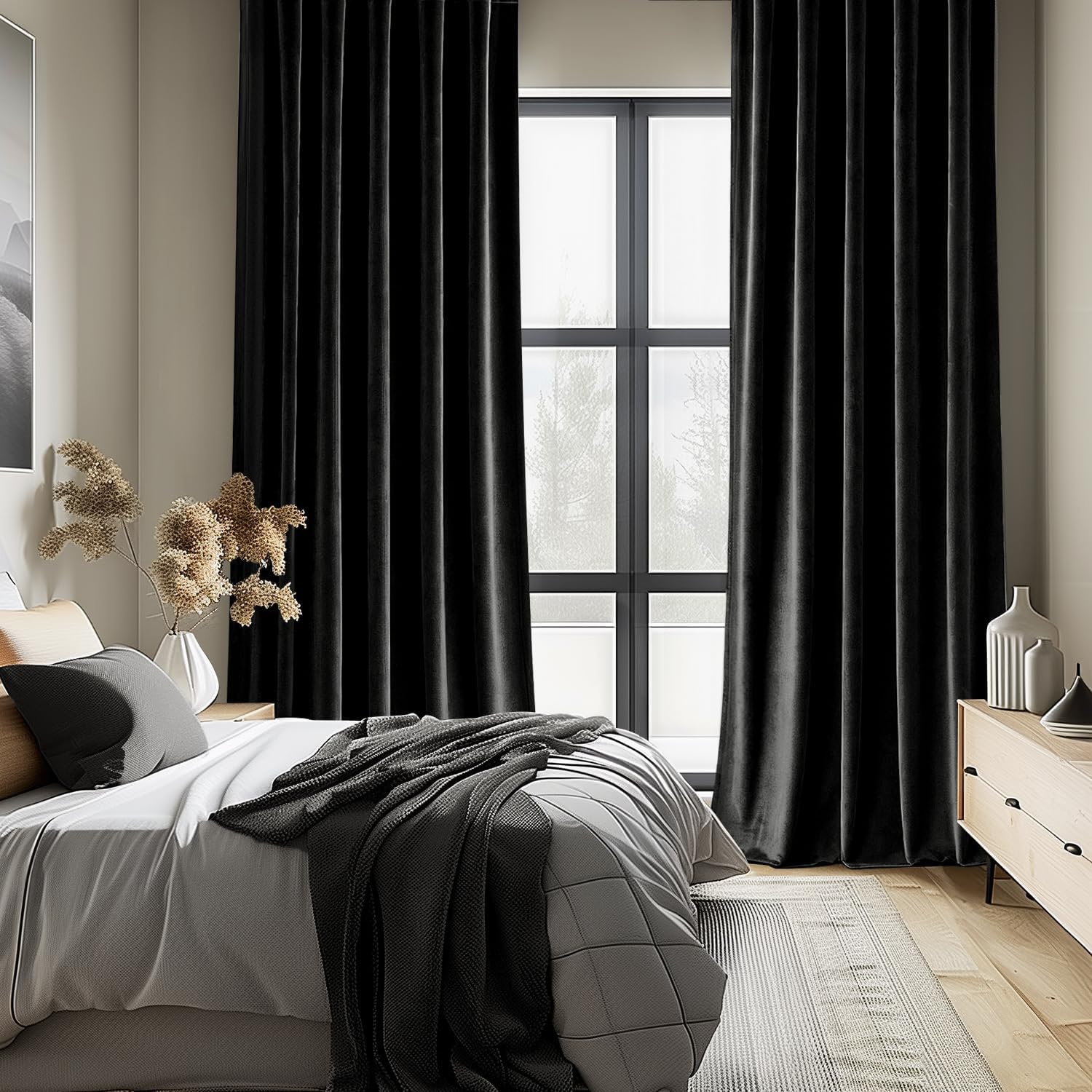 Black Velvet Curtains 96 Inche - Blackout Curtain Nursery recension och pris