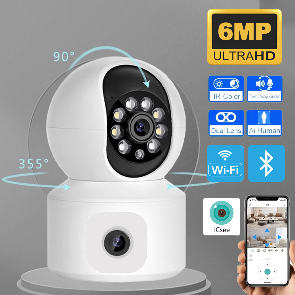 6MP iCsee WiFi IP Camera Dual  - Baby Monitor Split Screen recension och pris