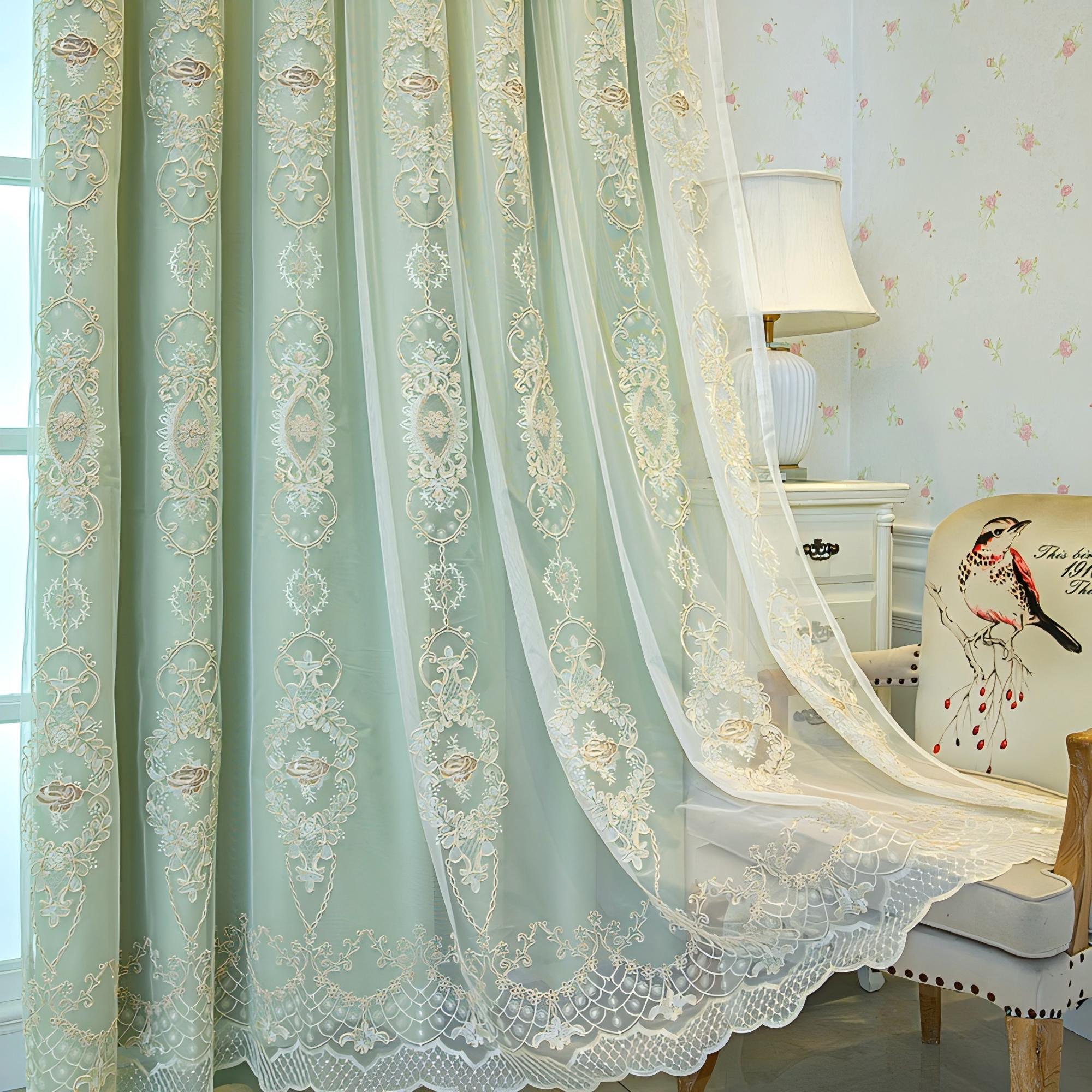 1pc Vintage Green Lace Curtain - Blackout Curtain Nursery recension och pris