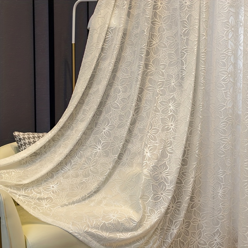 2 Elegant Beige Flower Jacquar - Blackout Curtain Nursery recension och pris