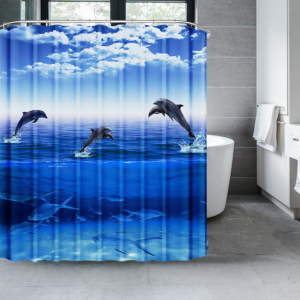 Dolphin Shower Curtain Blue Un - Baby Nursery Green recension och pris