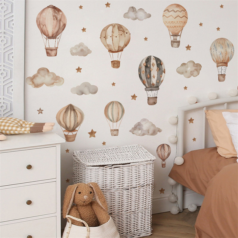 Cartoon Hot Air Balloon Wall S - Baby Nursery Mural Wallpaper recension och pris