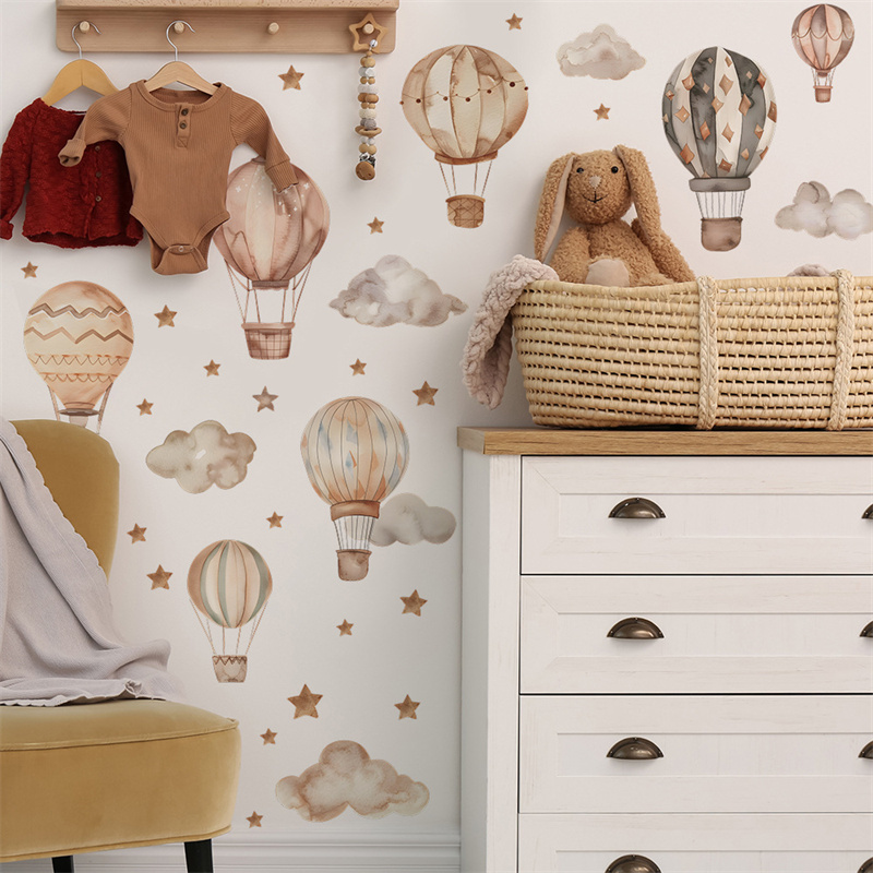 Cartoon Hot Air Balloon Wall S - Baby Nursery Mural Wallpaper recension och pris
