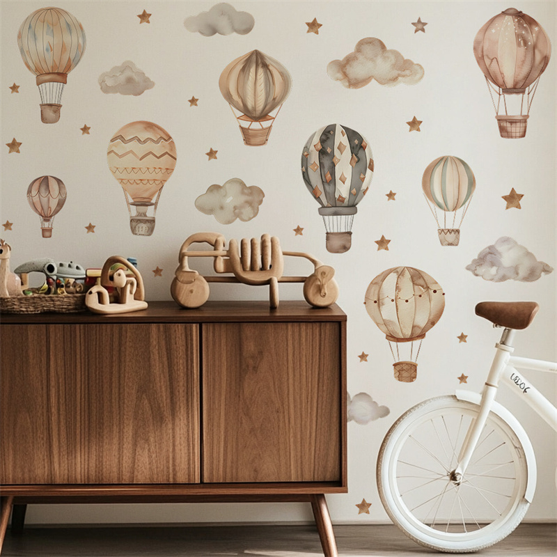 Cartoon Hot Air Balloon Wall S - Baby Nursery Mural Wallpaper recension och pris