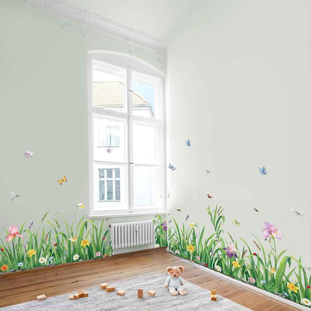 Green Grass Flowers Borader Wa - Baby Nursery Green recension och pris