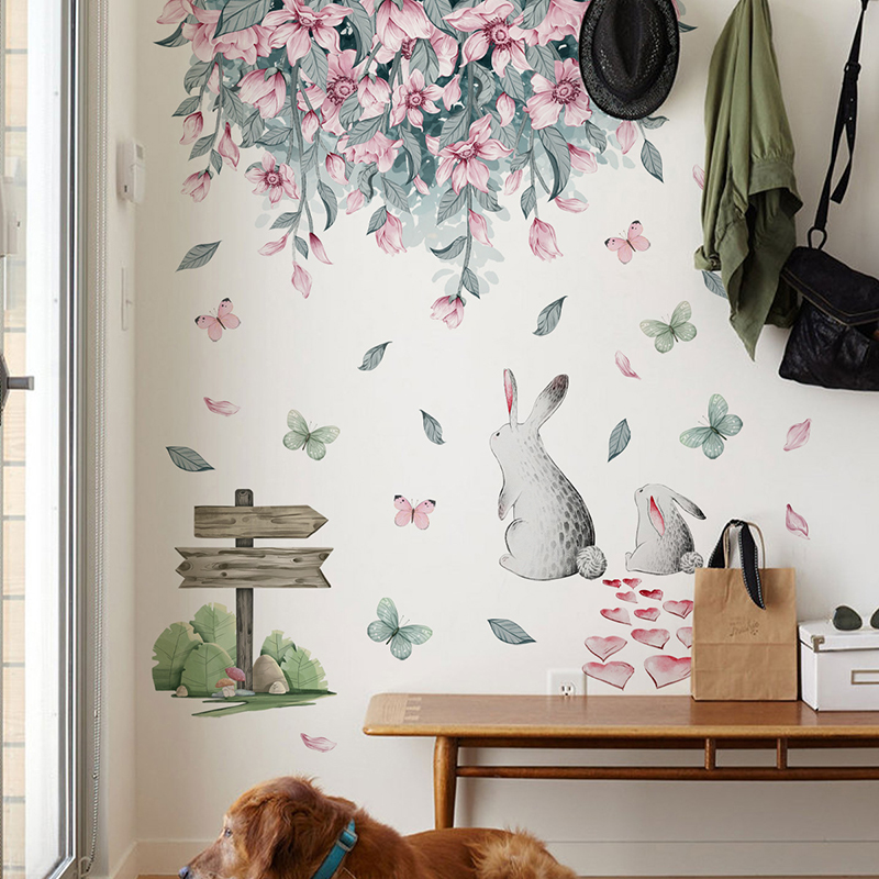 Pink Flower Green Leaves Cute  - Baby Nursery Green recension och pris