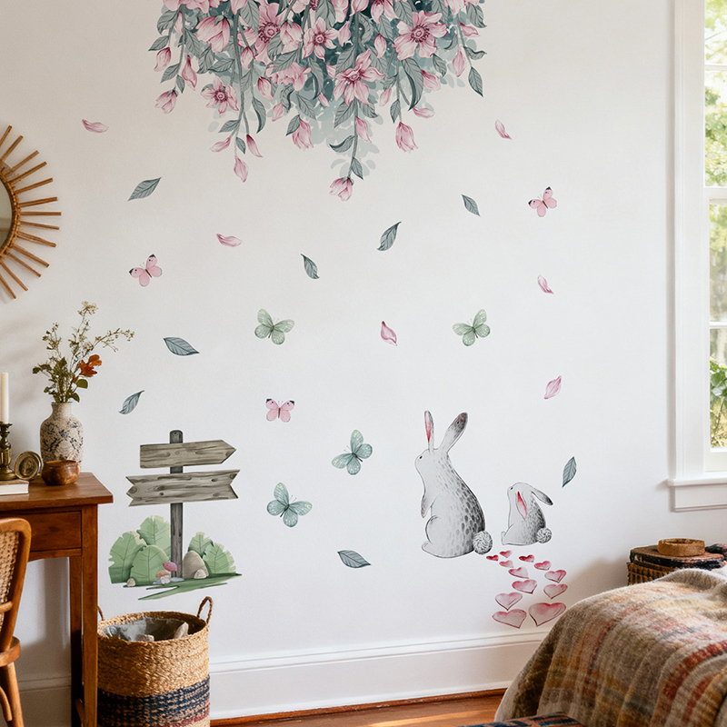 Pink Flower Green Leaves Cute  - Baby Nursery Green recension och pris