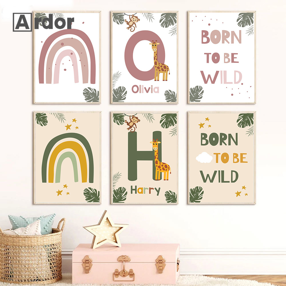 Nordic Jungle Animal Posters C - Baby Name Wall Art recension och pris
