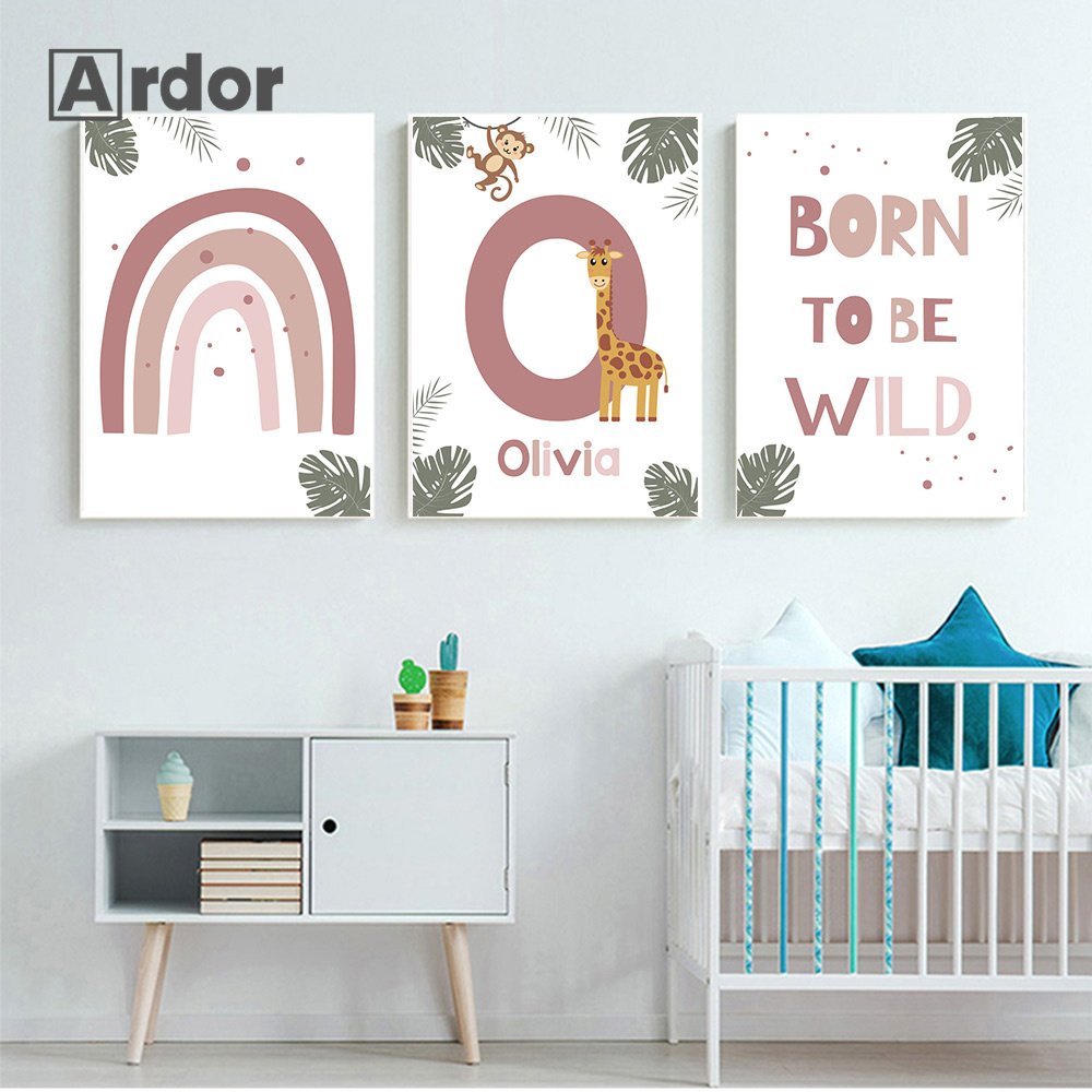 Nordic Jungle Animal Posters C - Baby Name Wall Art recension och pris