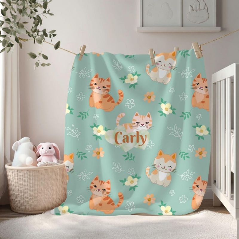 VIKAMA Mint Green Cat Print Fl - Baby Nursery Green recension och pris