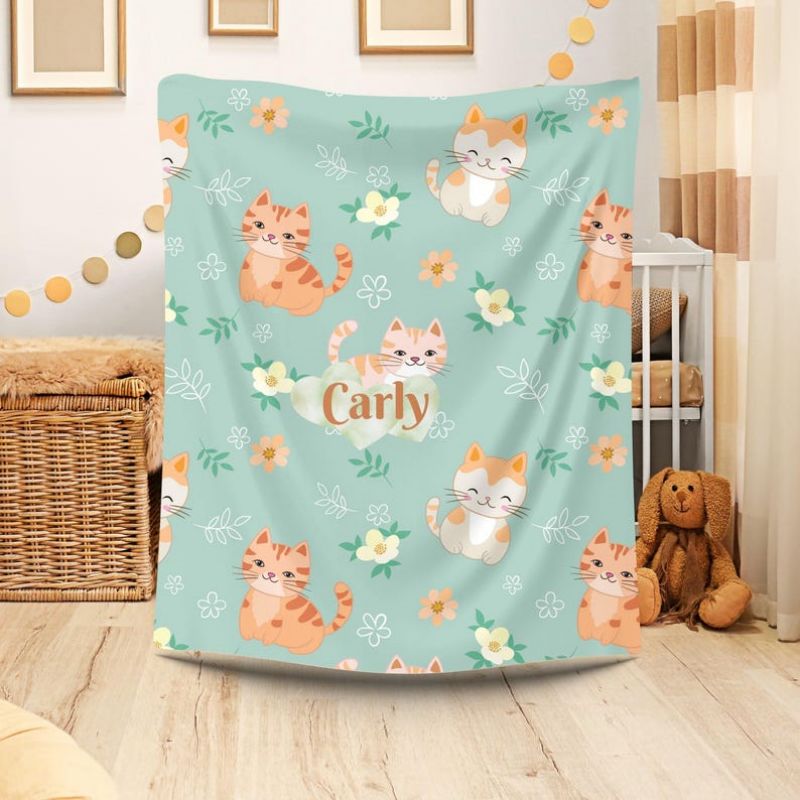 VIKAMA Mint Green Cat Print Fl - Baby Nursery Green recension och pris