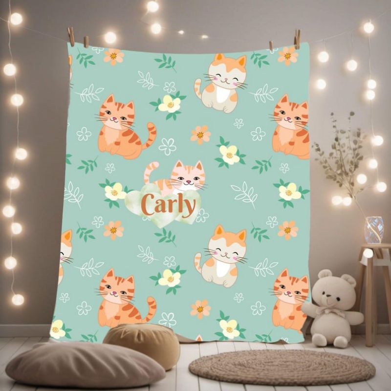VIKAMA Mint Green Cat Print Fl - Baby Nursery Green recension och pris