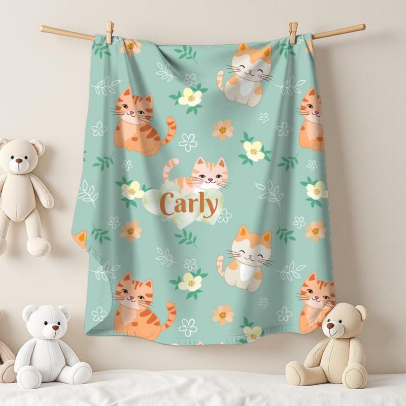 VIKAMA Mint Green Cat Print Fl - Baby Nursery Green recension och pris