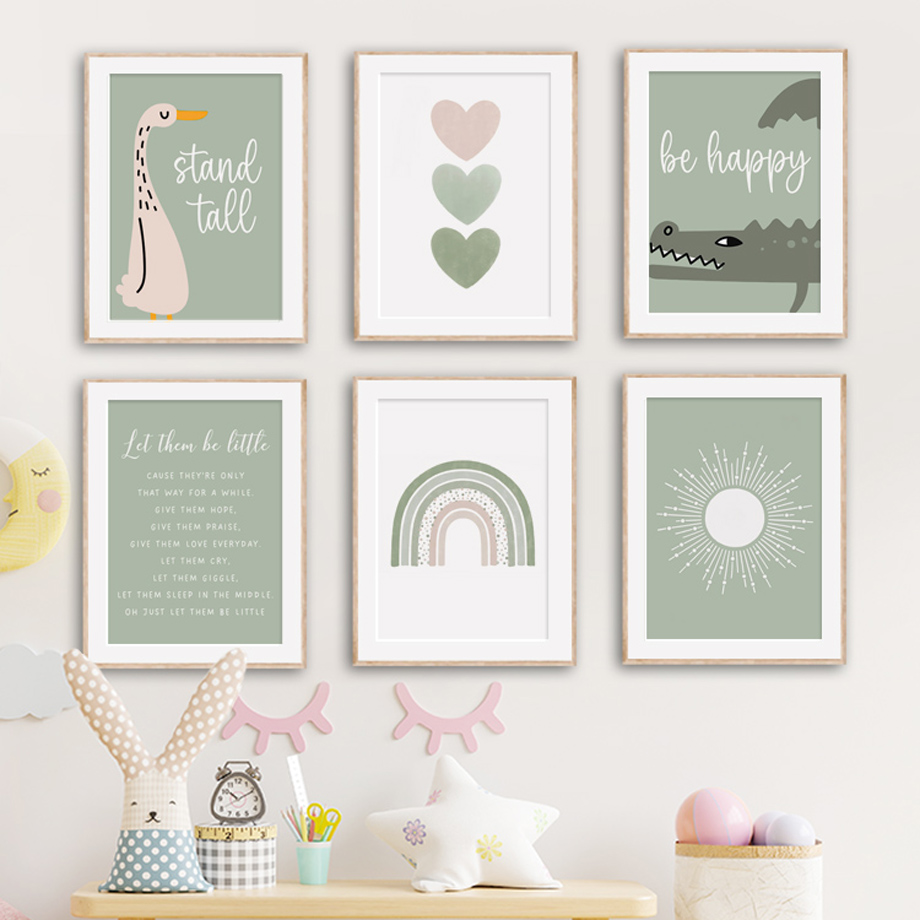 Wall Art Canvas Painting Nordi - Baby Nursery Green recension och pris