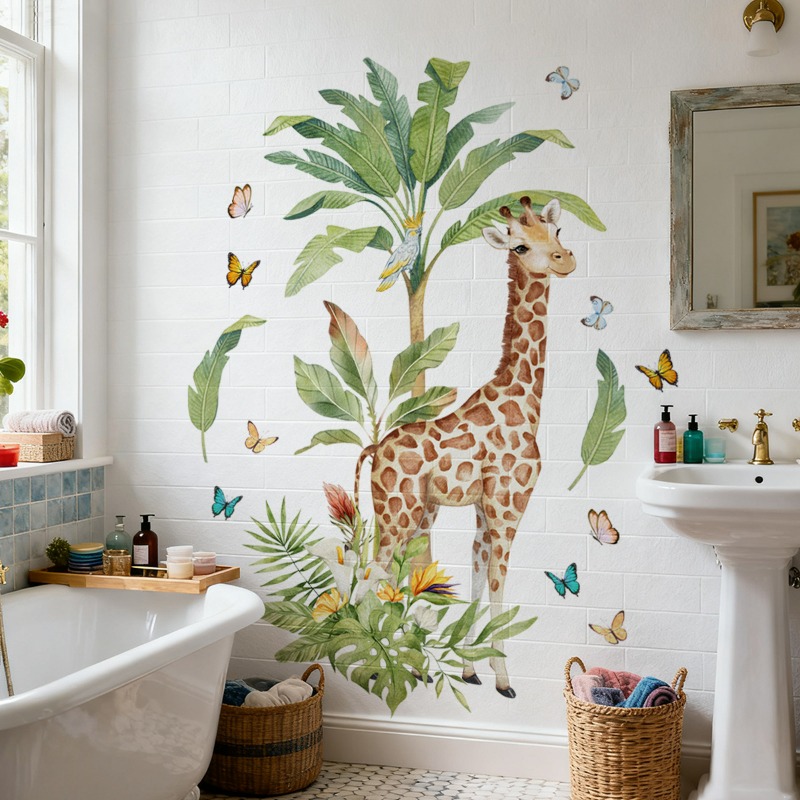 Large Forest Animal Giraffe Wa - Baby Nursery Mural Wallpaper recension och pris