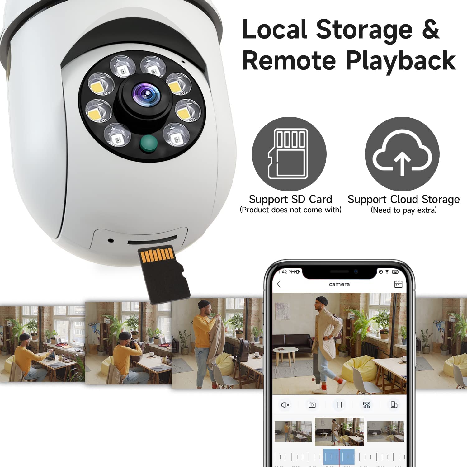 8MP E27 Bulb Surveillance Came - Baby Monitor Split Screen recension och pris
