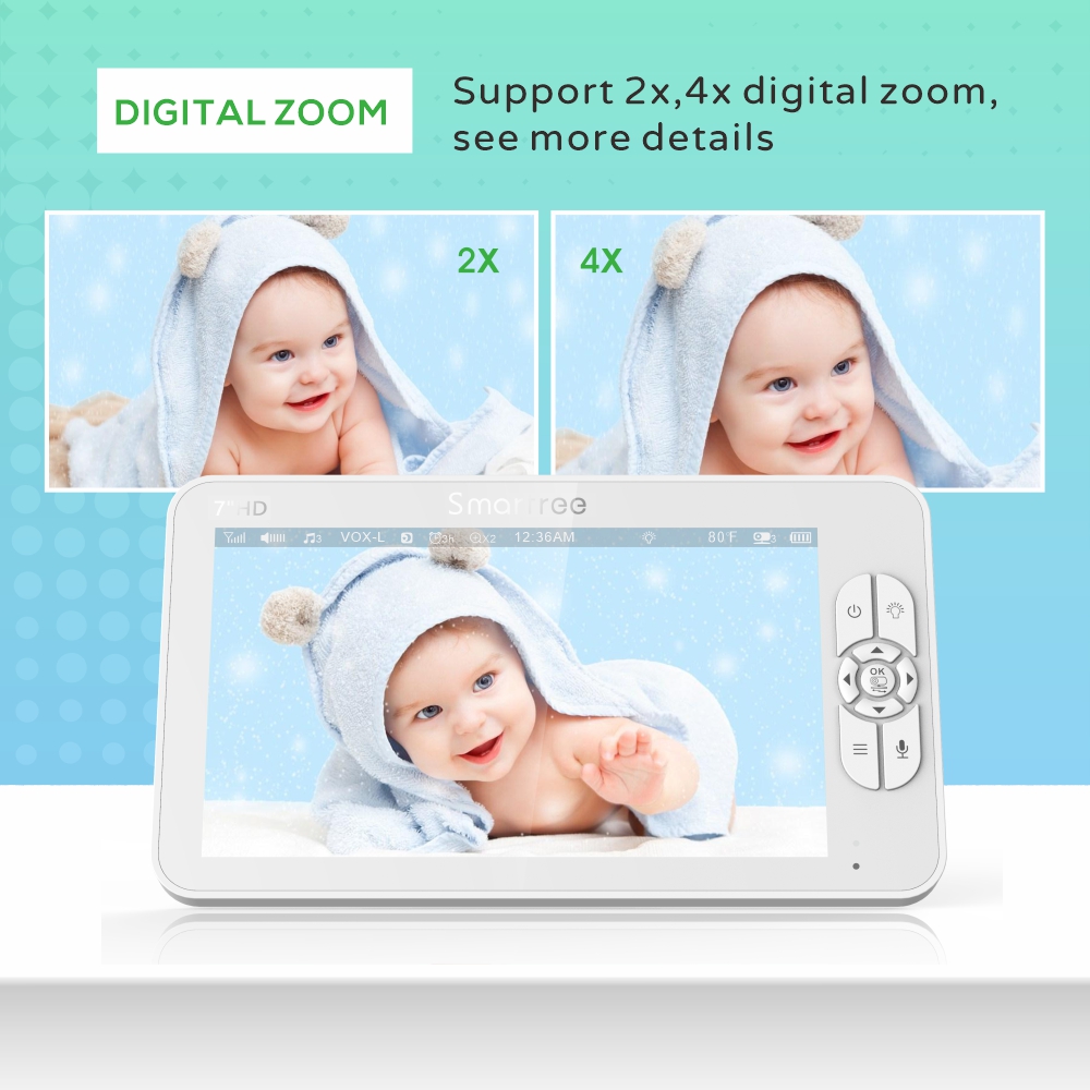 7.0 Inch HD Video Baby Monitor - Baby Monitor Split Screen recension och pris