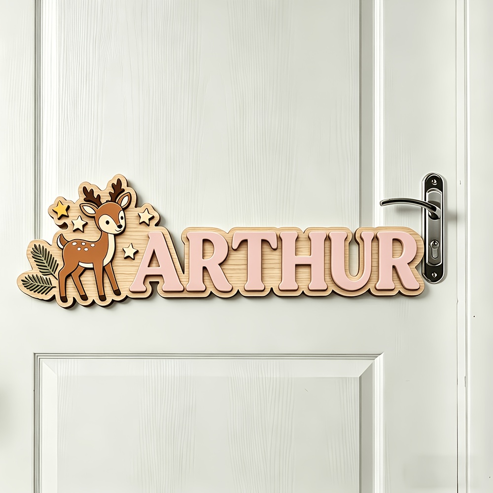 Custom Deer & Star Wooden Name - Baby Nursery In recension och pris