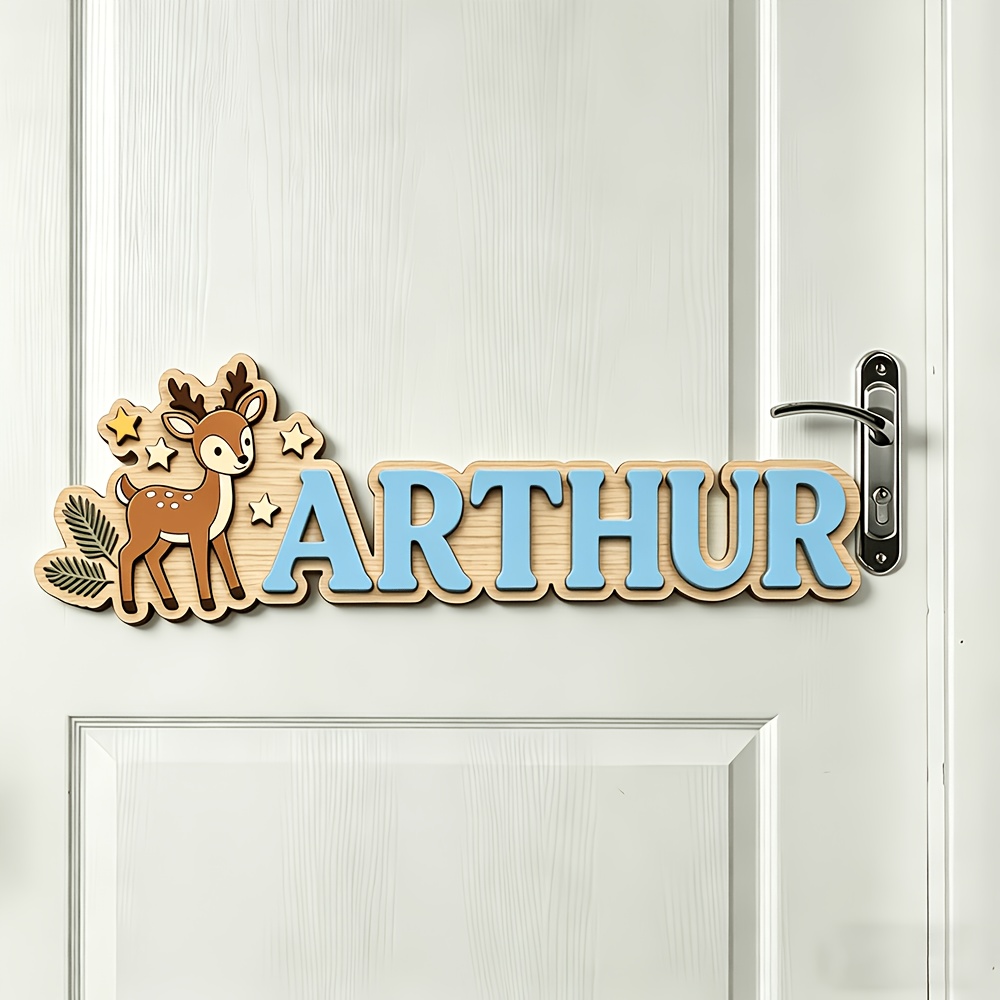 Custom Deer & Star Wooden Name - Baby Nursery In recension och pris