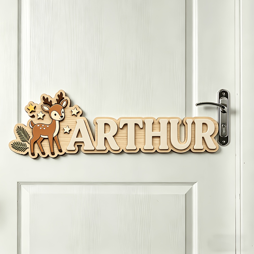 Custom Deer & Star Wooden Name - Baby Nursery In recension och pris
