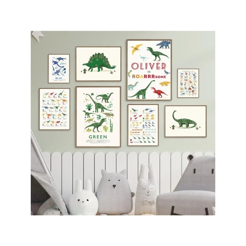 Dinosaur Numbers Educational A - Baby Name Wall Art recension och pris