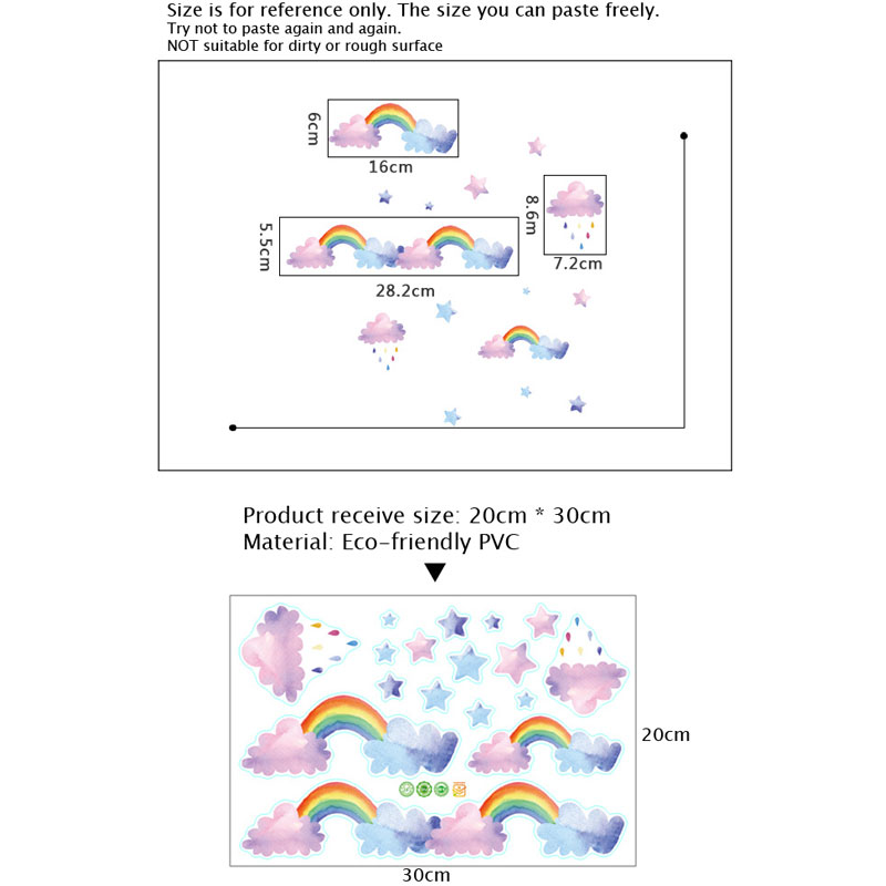 Cartoon Cloud Rainbow Wall Sti - Baby Nursery Mural Wallpaper recension och pris