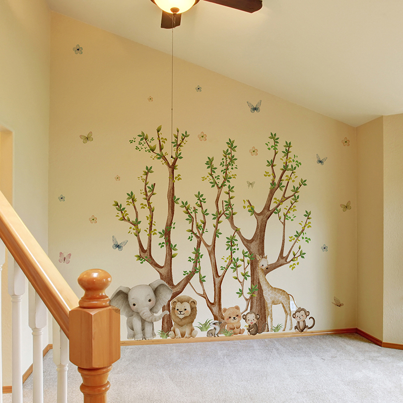 Jungle Safari Animal Park Wall - Baby Nursery Green recension och pris