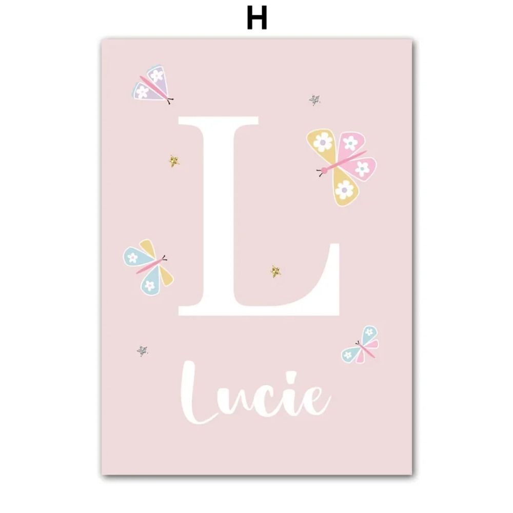 Pink Unicorn Rabbit Rainbow Cl - Baby Name Wall Art recension och pris