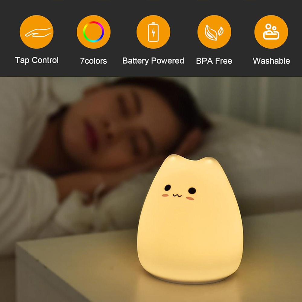 Cute Cat Night Light RGB Color - Baby Nursery Night Light recension och pris