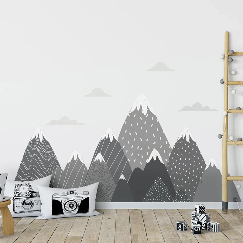Boho Grey Mountains Wallpaper  - Baby Nursery Mural Wallpaper recension och pris