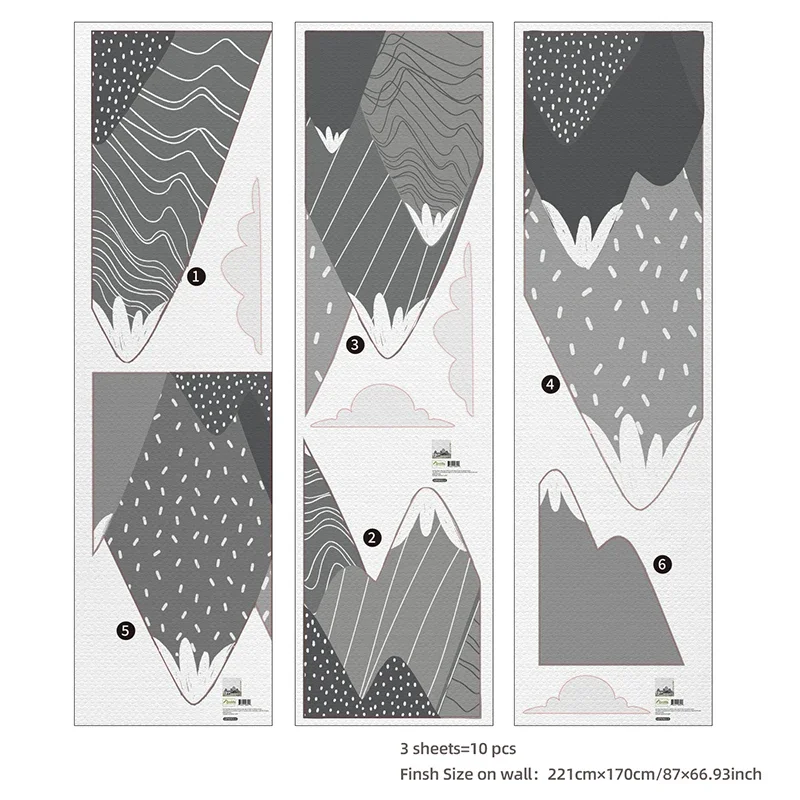 Boho Grey Mountains Wallpaper  - Baby Nursery Mural Wallpaper recension och pris